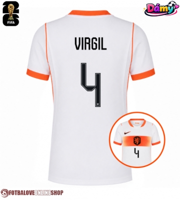 Nizozemsko Virgil van Dijk #4 Venkovní Dres pro Dámy MS 2026 Krátkým Rukávem